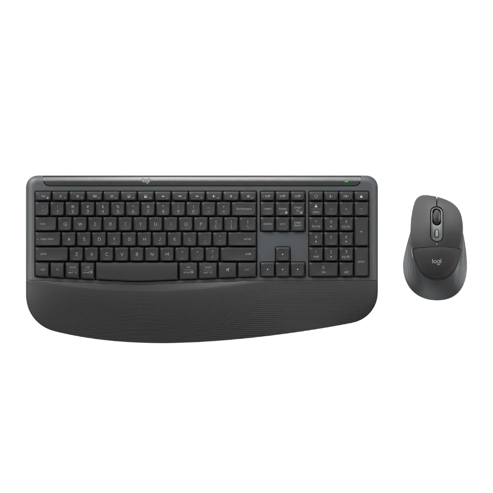 סט מקלדת ועכבר ארגונומי אלחוטי Logitech Signature Comfort Plus MK880 – בצבע אפור כהה