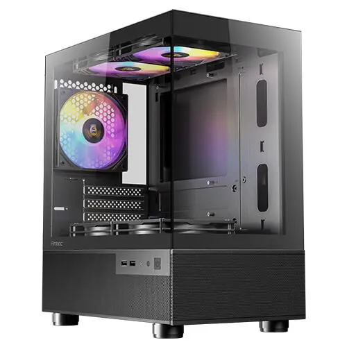 מארז מחשב ללא ספק Antec CX200M RGB ELITE Tempered Glass Micro-ATX Mini Tower – צבע שחור
