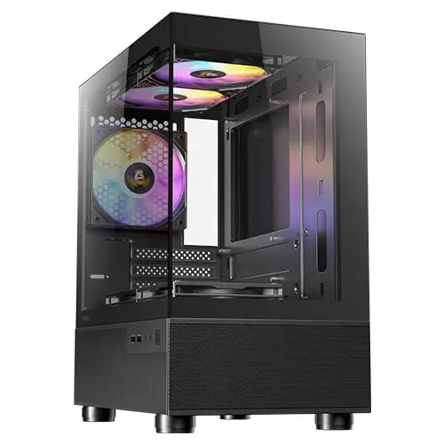 מארז מחשב ללא ספק Antec CX200M RGB ELITE Tempered Glass Micro-ATX Mini Tower – צבע שחור