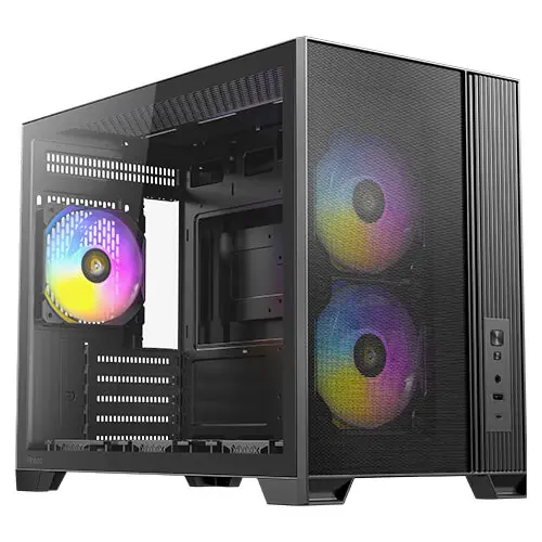 מארז מחשב ללא ספק Antec Flux M Tempered Glass ARGB Micro-ATX Mini Tower – צבע שחור