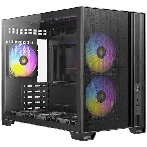 מארז מחשב ללא ספק Antec Flux M Tempered Glass ARGB Micro-ATX Mini Tower – צבע שחור