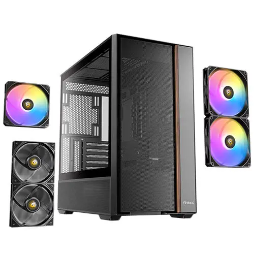 מארז מחשב ללא ספק Antec Flux Rear Tempered Glass ARGB ATX Mid Tower – צבע שחור