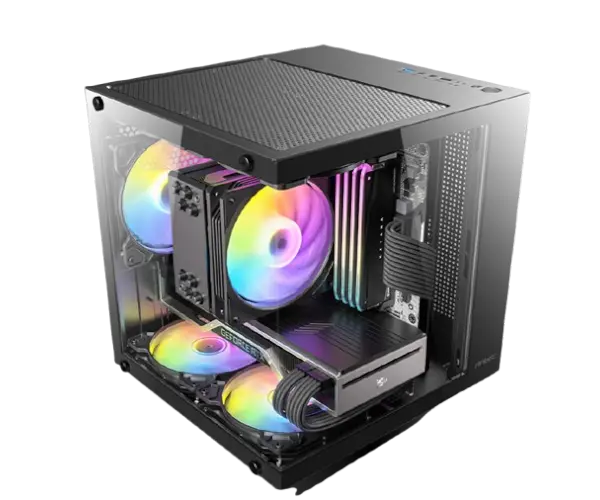 מארז מחשב ללא ספק Antec VCX10M ARGB Tempered Glass Micro-ATX Mini Tower – צבע שחור
