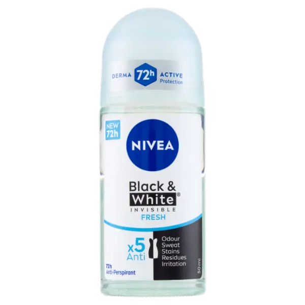 דאודורנט רול-און לאישה Nivea Invisible Black & White Fresh Roll On – בנפח 50 מ"ל
