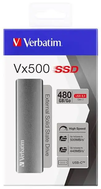 דיסק חיצוני Verbatim Vx500 SSD USB-C 3.2 47443 480GB