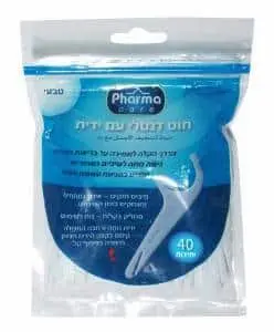 קיסמים עם חוט דנטלי Pharma Care Natural Flosspick Mint – סך הכל 40 יחידות