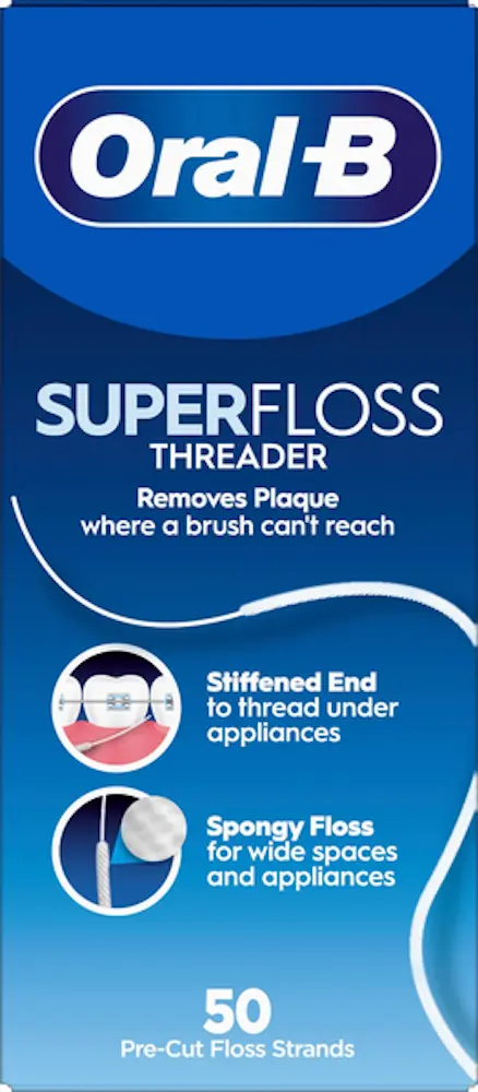 חוט דנטלי לניקוי גשרים וכתרים Oral-B Super Floss – בכמות של 50 יחידות