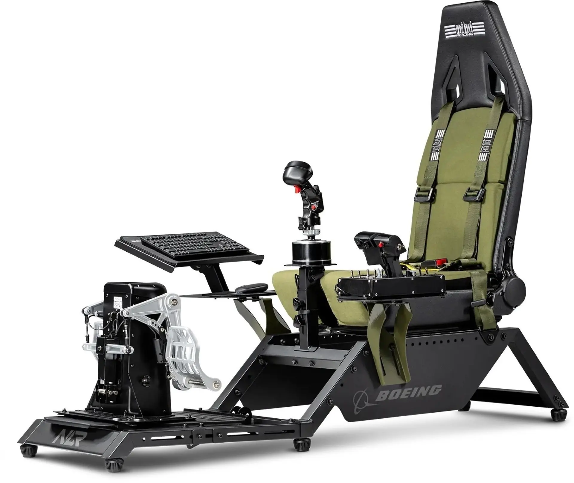 מעמד סימולטור טיסה Next Level Racing Flight Simulator Boeing Military Edition ל-PC/PS4/PS5/Xbox מבית Next Level Racing בצבע ירוק צבאי