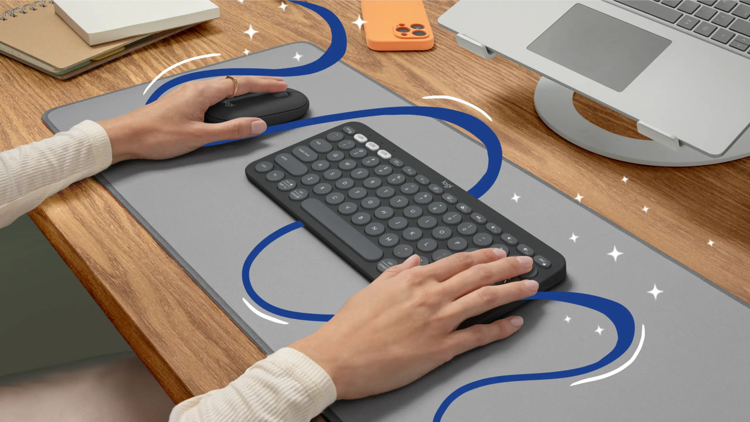 מקלדת אלחוטית Logitech Pebble Keys 2 K380s – בצבע גרפיט
