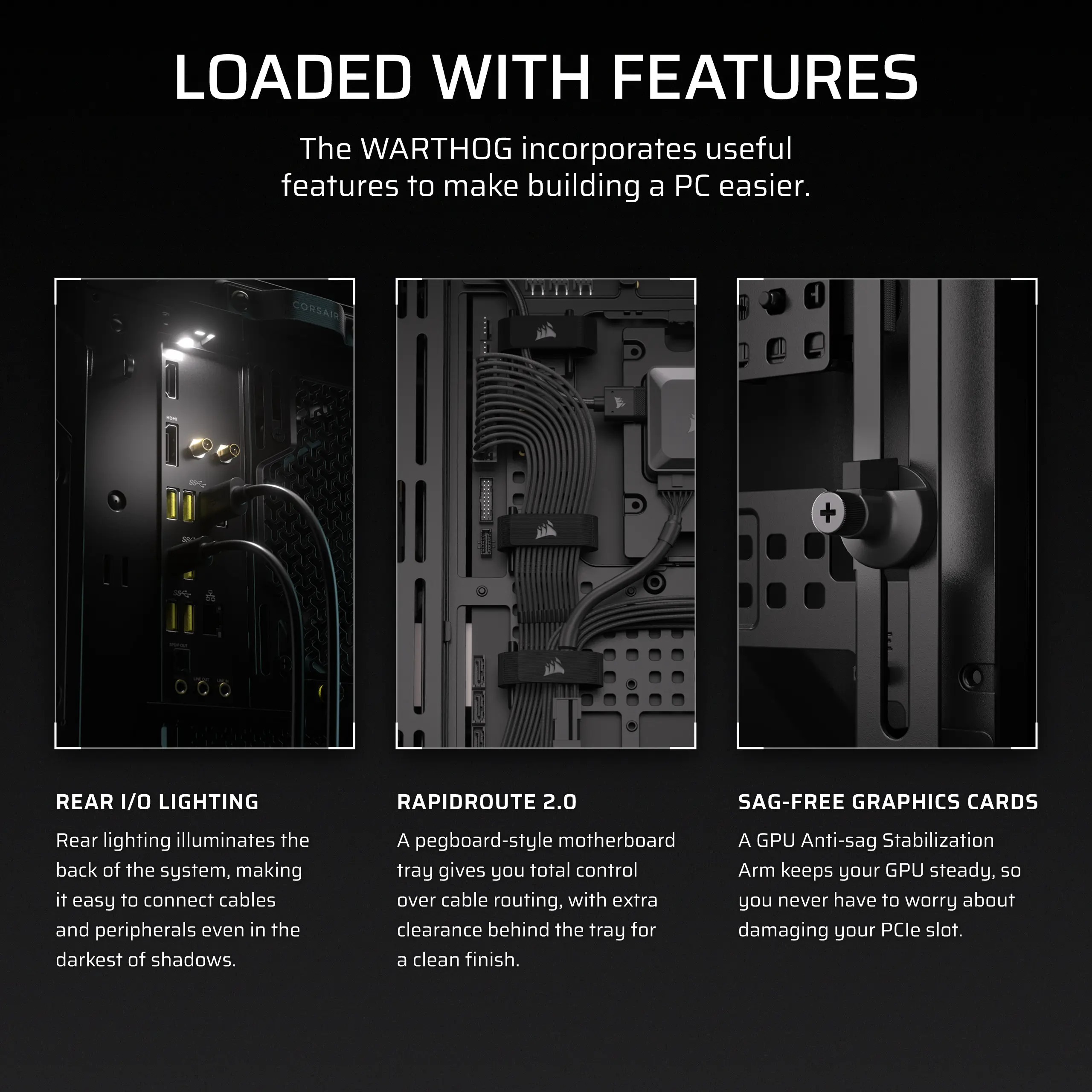 מארז מחשב ללא ספק Corsair Warthog Tempered Glass E-ATX Mid Tower – צבע שחור