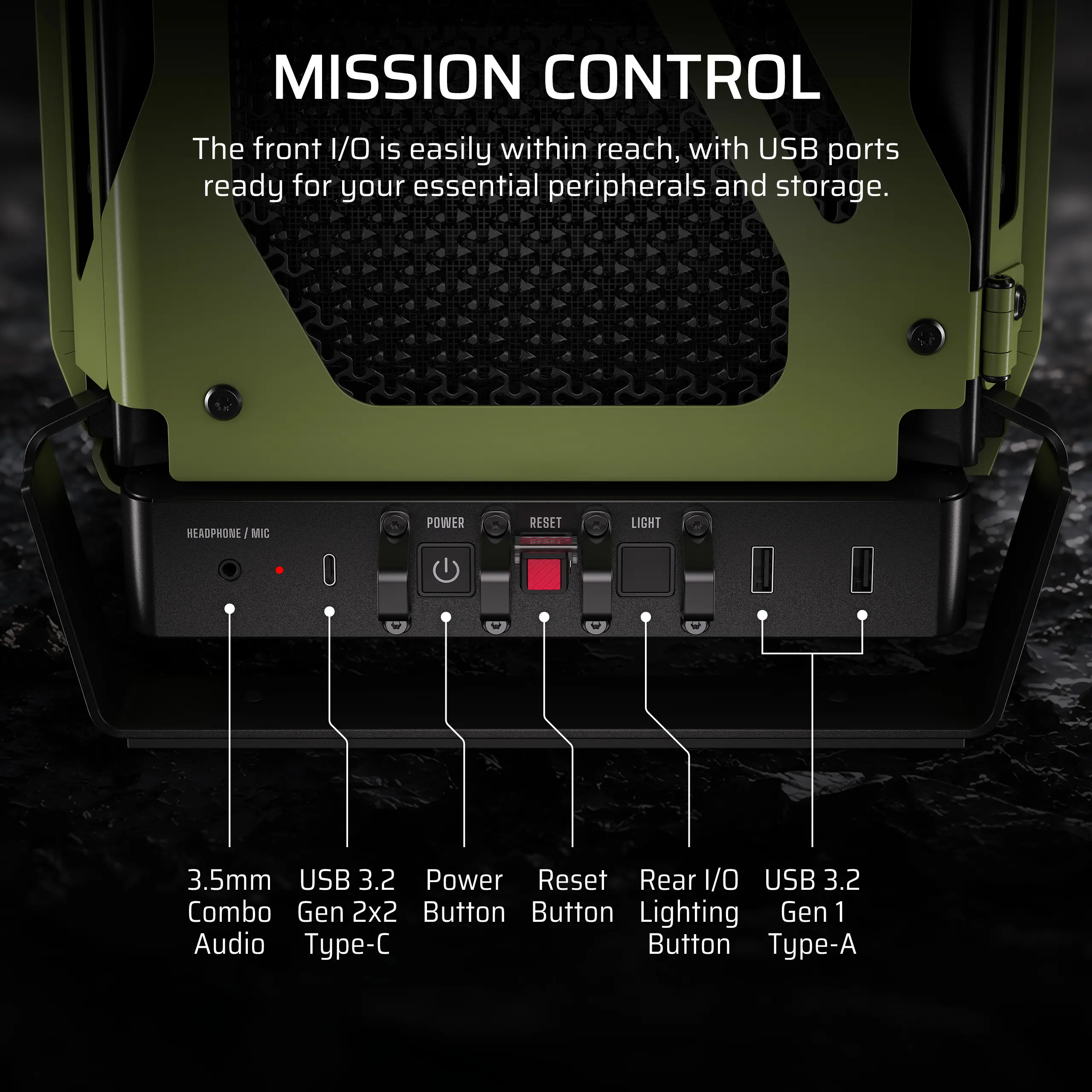 מארז מחשב ללא ספק Corsair Warthog Tempered Glass E-ATX Mid Tower – צבע ירוק זית (Olive Drab)