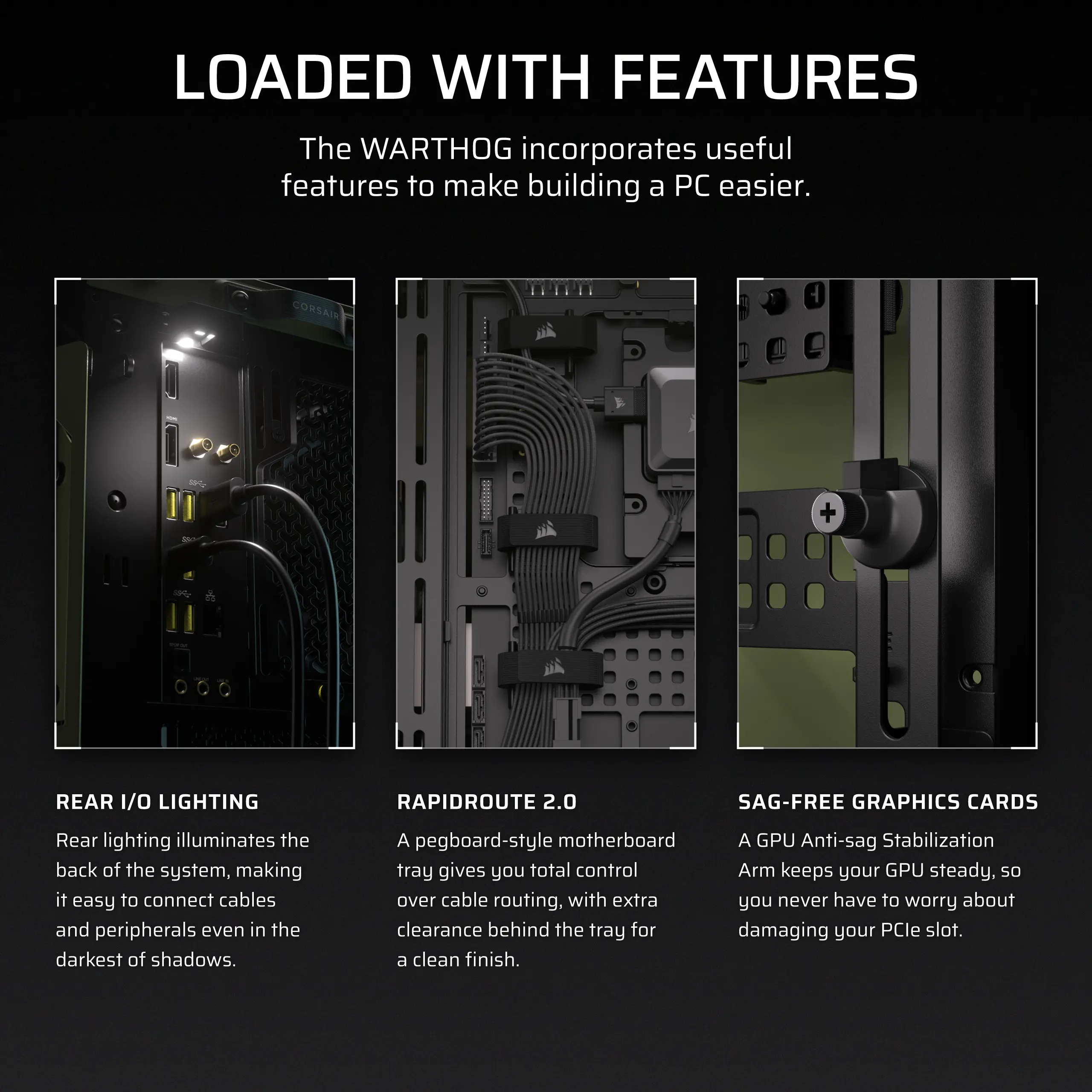 מארז מחשב ללא ספק Corsair Warthog Tempered Glass E-ATX Mid Tower – צבע ירוק זית (Olive Drab)