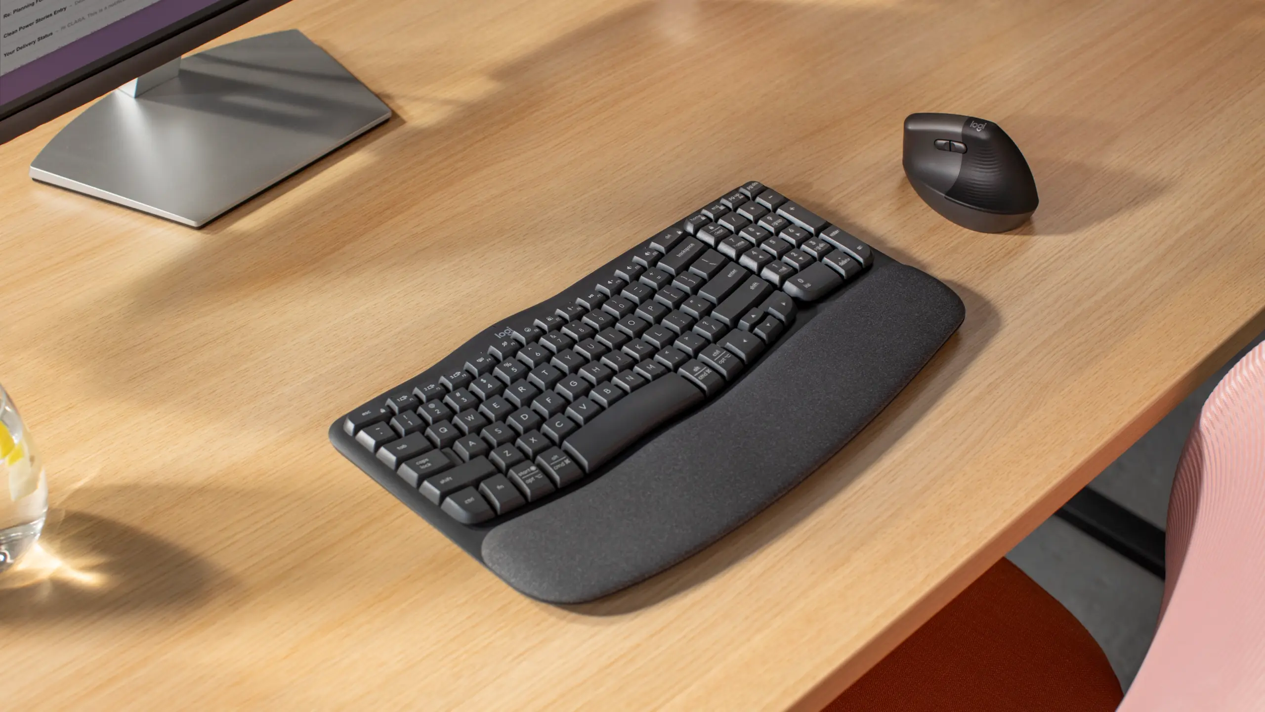 מקלדת ארגונומית אלחוטית Logitech Wave Keys – בצבע שחור